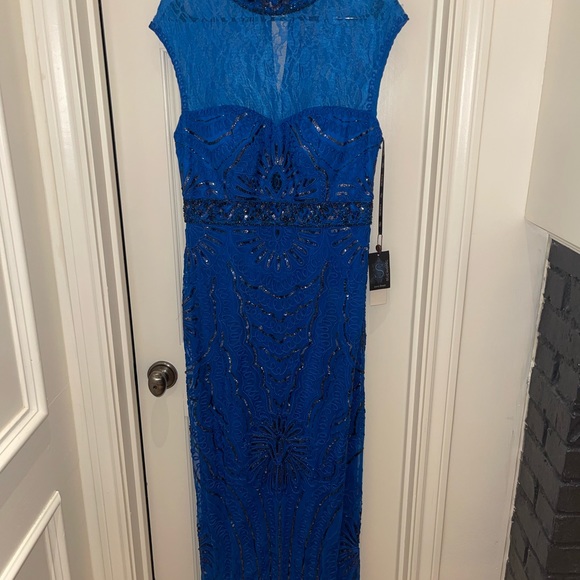 NWT Sue Wong Beaded Blue Gown - Picture 7 of 9